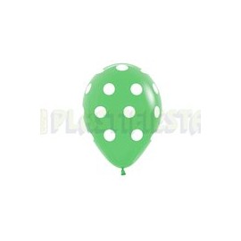 Globo de látex No. 12 lunares Verde bandera tinta blanca 10 pz