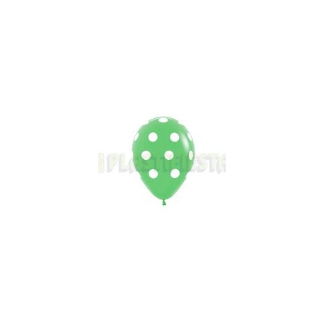 Globo de látex No. 12 lunares Verde bandera tinta blanca 10 pz