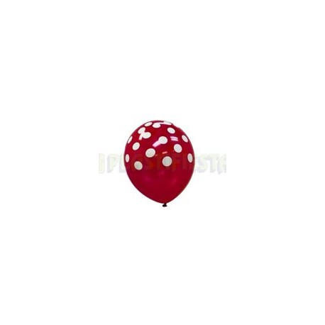 Globo de látex No. 12 lunares Vino tinta blanca 10 pz