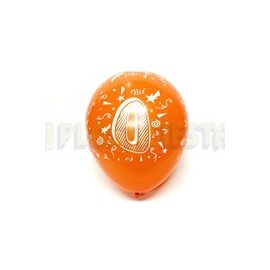 Globo de látex No. 12 diseño número 0 surtido tinta blanca 10 pz