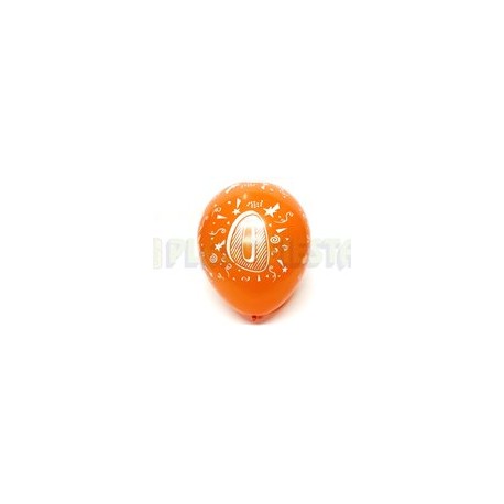 Globo de látex No. 12 diseño número 0 surtido tinta blanca 10 pz