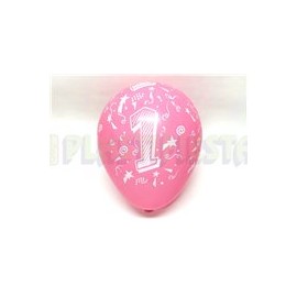 Globo de látex No. 12 diseño número 1 surtido tinta blanca 10 pz