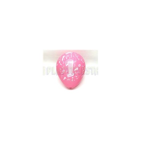 Globo de látex No. 12 diseño número 1 surtido tinta blanca 10 pz