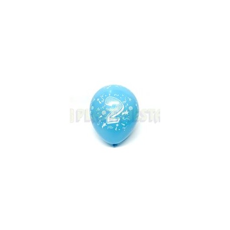 Globo de látex No. 12 diseño número 2 surtido tinta blanca 10 pz