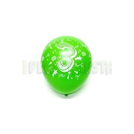 Globo de látex No. 12 diseño número 3 surtido tinta blanca 10 pz