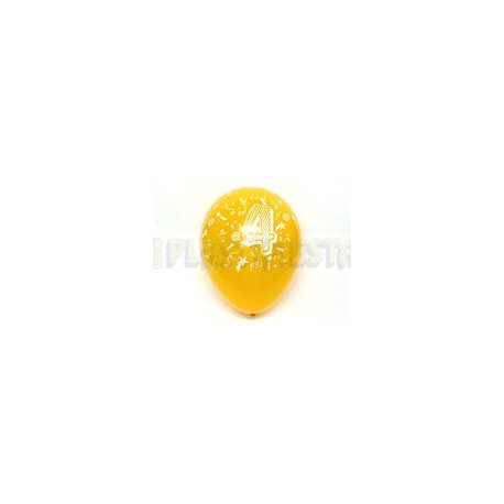 Globo de látex No. 12 diseño número 4 surtido tinta blanca 10 pz