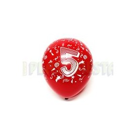 Globo de látex No. 12 diseño número 5 surtido tinta blanca 10 pz