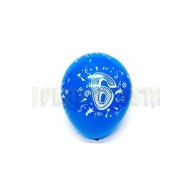 Globo de látex No. 12 diseño número 6 surtido tinta blanca 10 pz