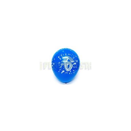 Globo de látex No. 12 diseño número 6 surtido tinta blanca 10 pz