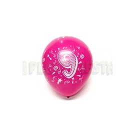 Globo de látex No. 12 diseño número 9 surtido tinta blanca 10 pz