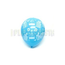 Globo de látex No. 12 diseño Regalos surtidos tinta blanca 10 pz