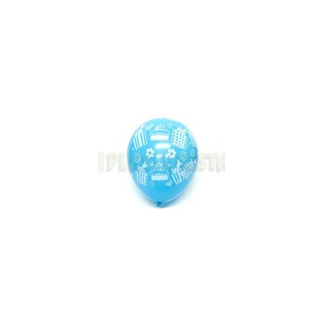 Globo de látex No. 12 diseño Regalos surtidos tinta blanca 10 pz