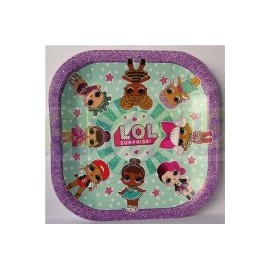Plato fiesta L.O.L. cuadrado 6 pz