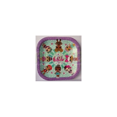Plato fiesta L.O.L. cuadrado 6 pz