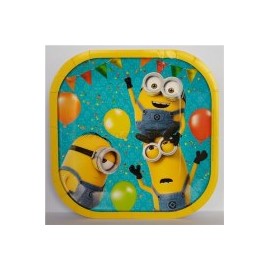 Plato fiesta Minnions cuadrado 6 pz