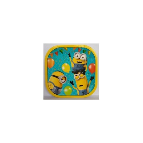Plato fiesta Minnions cuadrado 6 pz