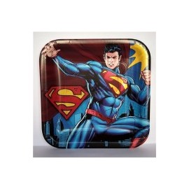 Plato fiesta Superman cuadrado 8 pz