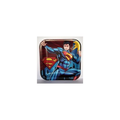 Plato fiesta Superman cuadrado 8 pz