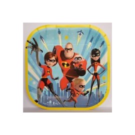 Plato fiesta Increibles 2 cuadrado 6 pz