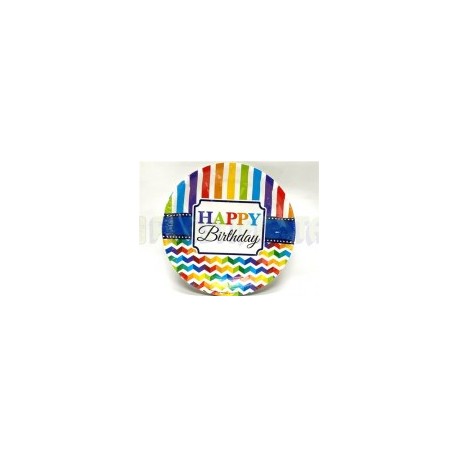 Plato pastelero Happy birthday 8 pz
