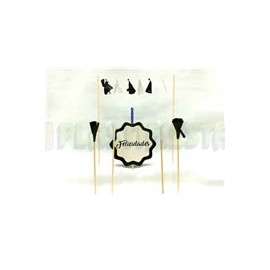 Kit letrero para pastel Blanco y negro 1 pz