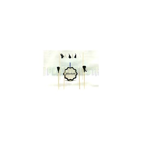 Kit letrero para pastel Blanco y negro 1 pz