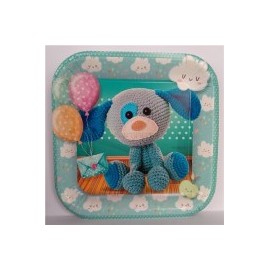 Plato fiesta Bebé crochet cuadrado 6 pz