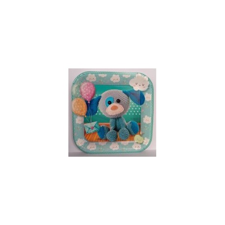 Plato fiesta Bebé crochet cuadrado 6 pz