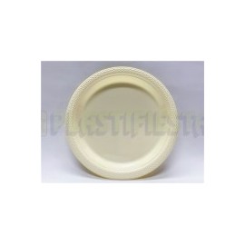 Plato de plástico redondo 9" Vainilla 20 pz