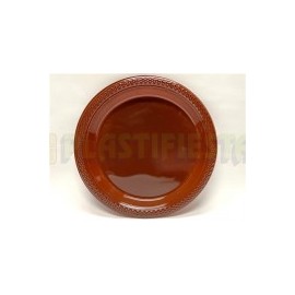 Plato de plástico redondo 9" Chocolate 20 pz