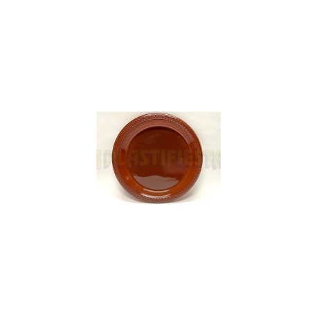 Plato de plástico redondo 9" Chocolate 20 pz