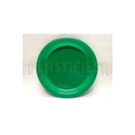 Plato de plástico redondo 9" Verde bandera 20 pz