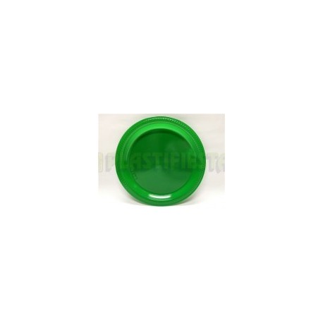 Plato de plástico redondo No.3 Sólido Verde bandera 25 pz
