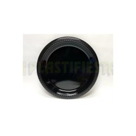 Plato de plástico redondo 9" Negro 20 pz