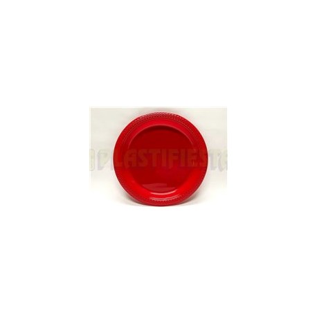 Plato de plástico redondo 9" Rojo 20 pz