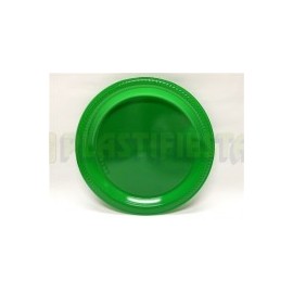 Plato de plástico redondo No.5 Sólido Verde bandera 25 pz