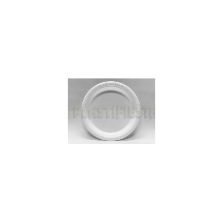 Plato de plástico redondo 9" Blanco 20 pz