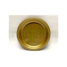 Plato de plástico redondo 9" Dorado 20 pz