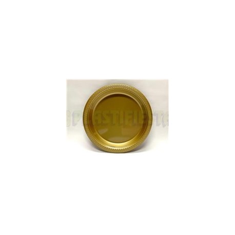 Plato de plástico redondo 9" Dorado 20 pz