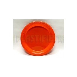 Plato de plástico redondo 9" Naranja 20 pz
