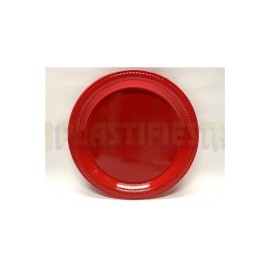 Plato de plástico redondo No.5 Sólido Rojo 25 pz