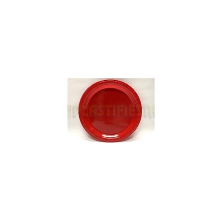 Plato de plástico redondo No.5 Sólido Rojo 25 pz