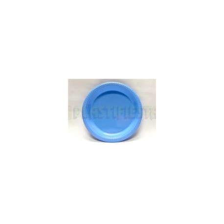 Plato de plástico redondo 9" Azul bebé 20 pz