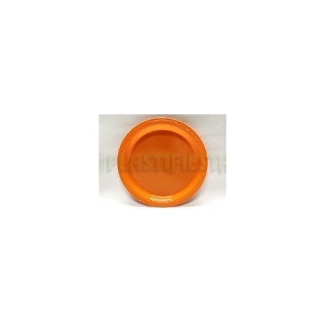 Plato de plástico redondo No.3 Sólido Naranja 25 pz