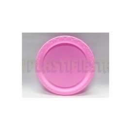 Plato de plástico redondo No.5 Sólido Rosa bebé 25 pz