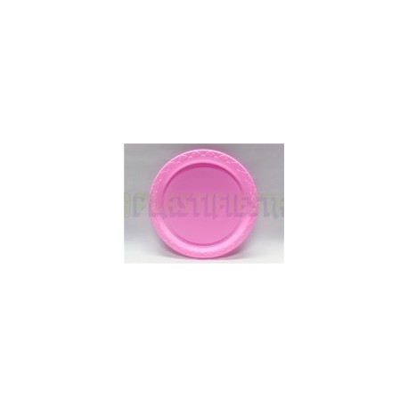 Plato de plástico redondo No.5 Sólido Rosa bebé 25 pz