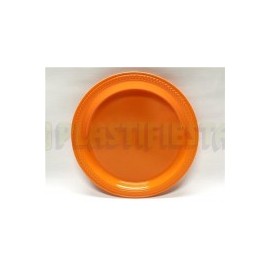 Plato de plástico redondo No.5 Sólido Naranja 25 pz