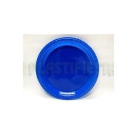 Plato de plástico redondo No.5 Sólido Azul rey 25 pz