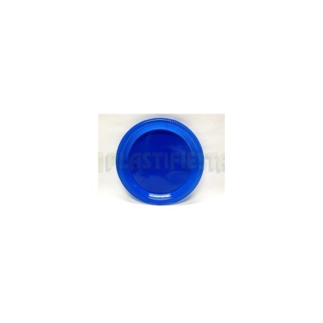 Plato de plástico redondo No.5 Sólido Azul rey 25 pz