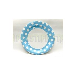 Plato fiesta Polka dots Azul bebé 8 pz